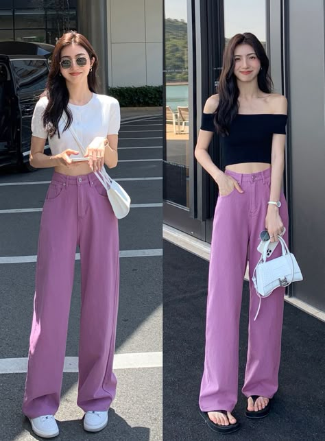 Simple Work Outfits, Korean Fashion Kpop, Korean Outfit Street Styles, Beautiful Casual Dresses, Cute Skirt Outfits, Purple Outfits, Korean Fashion Dress, Korean Girl Fashion, Korean Fashion Trends