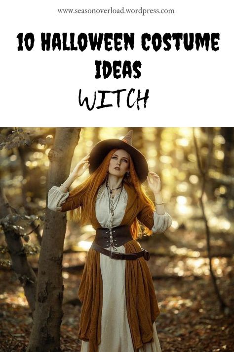 10 Witch Halloween Costume Ideas – SeasonOverload Woodland Witch Costume Diy, Witchy Costume Ideas, Witch Halloween Costume Ideas, Witch Halloween Costume Diy, Classic Witch Costume, Witch Outfit Ideas, Homemade Witch Costume, Vintage Witch Costume, Warlock Costume