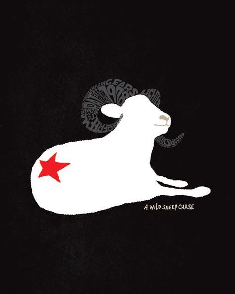 Love this cover for Haruki Murakami's novel "A Wild Sheep Chase" Haruki Murakami Tattoo, Murakami Tattoo, A Wild Sheep Chase, Haruki Murakami Books, Wild Sheep, Kafka On The Shore, Motion Graphics Inspiration, Paint Night, Beautiful Book Covers