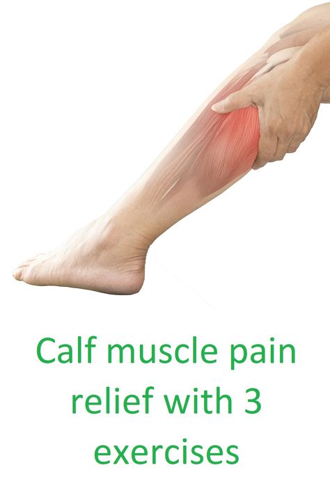 Calf muscle pain relief with 3 exercises. Stretch and train your calf muscle and Achilles tendon for optimal results. It will relieve your calf muscle within weeks and is the best treatment you'll find. Check out our complete guide here. Calf Muscle Pain Relief, Pulled Calf Muscle, Stretch Calf Muscles, Torn Calf Muscle, Calf Muscle Pain, Leg Muscle Pain, Sore Calves, Calf Strain, Knee Health