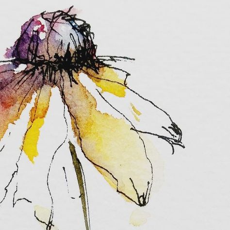 Watercolour And Ink Art, Ink And Watercolor Art Ideas, Unique Watercolor Paintings Ideas, Pen And Watercolor Flowers, Watercolor And Ink Flowers, Watercolour Flowers Painting, Watercolor And Pen Art, Abstract Watercolor Flowers, Watercolor Impressionism