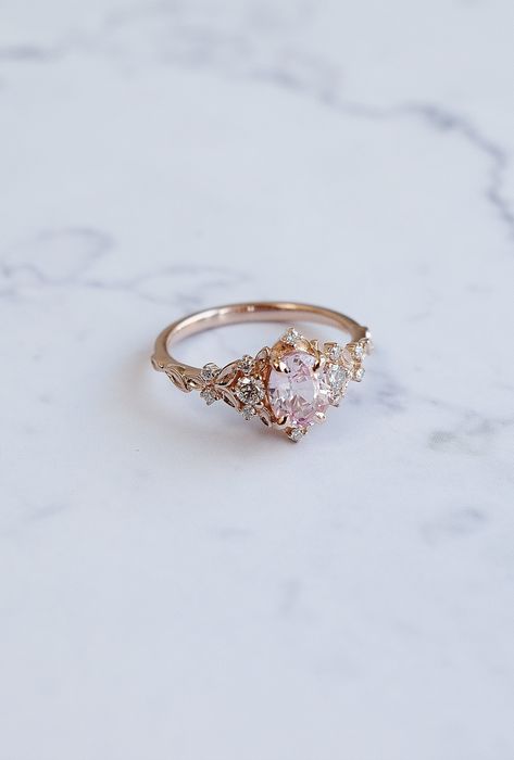 Engagement Rings For Virgos, Moonstone Engagement Ring Gold, Engagement Rings Fairytale, Floral Wedding Rings, Whimsical Engagement Ring, Fairytale Engagement Rings, Cute Promise Rings, Fake Wedding, Pretty Engagement Rings