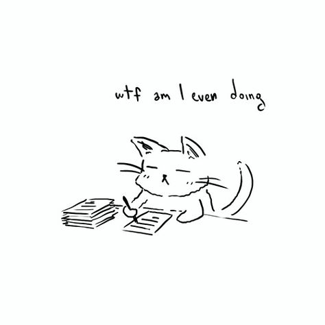 Im 100% sure I'll fail my exam agn Cat Doodle, Cute Cat Gif, Kawaii Doodles, Anime Wall Art, Drawing Videos, Funny Art, Cat Drawing, Cute Gif, Cat Gif