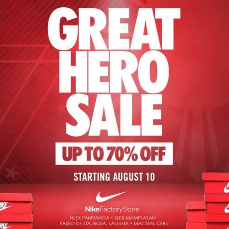 Nike Advertising Design, Types Of Graphic Design, Nike Factory, Nike Sale, August 10, Cebu, The North Face Logo, Retail Logos, Promotion