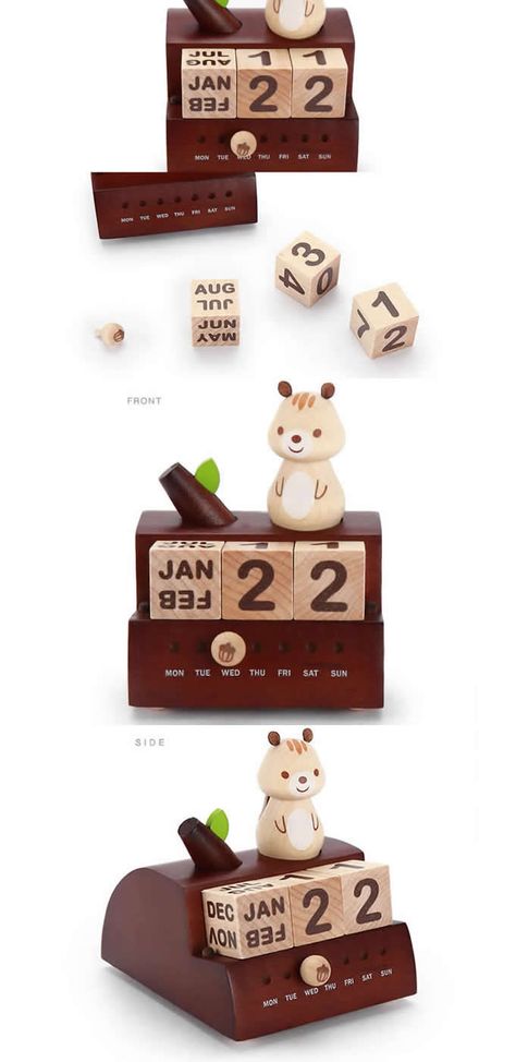 Clay Calendar, Perpetual Calendar Diy, Cube Calendar, Wooden Squirrel, Mehendi Party, Wood Calendar, Small Utility, Geek Diy, Wooden Calendar