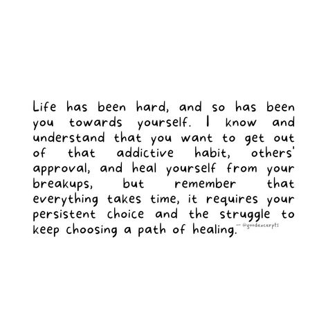 Irrespective of how you lived your previous year, I hope you choose yourself in 2024. Life has been hard in 2023, and so has been you towards yourself. I know and understand that you want to get out of that addictive habit, others' approval, and heal yourself from your breakups, but remember that everything takes time, it requires your persistent choice and the struggle to keep choosing a path of healing. I hope you are gentle towards yourself as you choose to heal from your past, and emo... Everything Takes Time, Choose Yourself, Heal Yourself, Previous Year, I Want You, You Choose, Live For Yourself, Want You, I Hope You