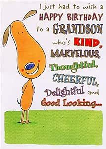 Designer Greetings Standing Dog: Kind, Marvelous, Thoughtful Funny/Humorous Birthday Card for Grandson Happy Birthday Grandson Funny, Grandson Birthday Wishes, Birthday Grandson, Happy Birthday Grandson, Birthday Wishes For Sister, Happy Birthday Greetings Friends, Grandson Birthday, Birthday Wishes Funny, Birthday Card Design