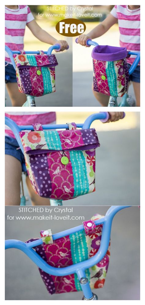 Bicycle Bucket Free Sewing Pattern Holiday Hand Towels, Diy Sy, Projek Menjahit, Start Sewing, Sew Ins, Handlebar Bag, Fabric Purses, Sewing Projects For Kids, Sewing Projects For Beginners