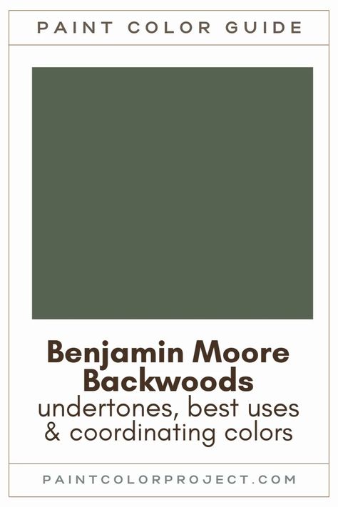 Looking for the perfect dark green paint color for your home? Let’s talk about Benjamin Moore Backwoods and if it might be right for your home! Forest Green Paint Color Behr, Cabin Green Paint, Magnolia Dark Green Paint Colors, Bm Dark Green Paint Colors, Mallard Green Benjamin Moore, Dark Green House Colors Exterior, Backwoods Color Palette, Bm Boreal Forest, Backwoods Green Benjamin Moore