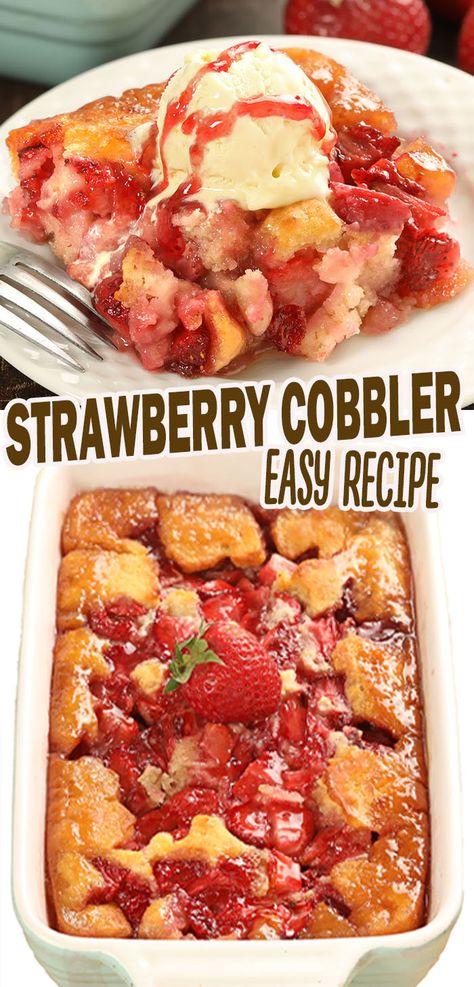 Skillet Cobbler, Strawberry Cobbler Recipes, Cast Iron Skillet Cooking, Strawberry Cobbler, Berry Cobbler, Iron Skillet Recipes, Fruit Cobbler, Cast Iron Skillet Recipes, Dessert Aux Fruits