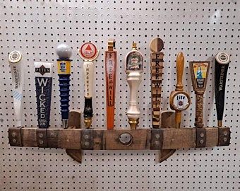 Beer Tap Display, Beer Tap Handles Display, Bar Room Design, Tap Handle Display, Car Part Furniture, Barrel Stave, Beer Tap Handles, Beer Tap, Custom Displays