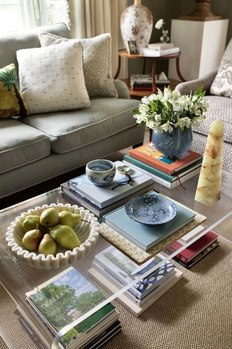 How To Arrange And Style Coffee Table Books, According To Designers Styling Living Room Table, Glass Coffee Table Styling Rectangle, Styling Glass Coffee Table, Styled Coffee Table, Styling A Round Coffee Table, Decorate Coffee Table Ideas, Rectangular Coffee Table Styling, Large Coffee Table Styling, How To Style A Coffee Table