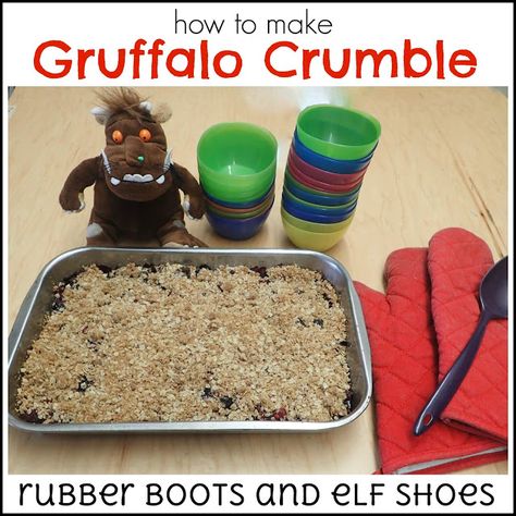 Make Gruffalo Crumble - the perfect activity after reading Julia Donaldon's The Gruffalo. Gruffalo Crumble, World Book Day Activities, Activities For Kindergarten Children, Gruffalo Activities, World Book Day Ideas, Book Play, Table Activities, Gruffalo's Child, Reception Class