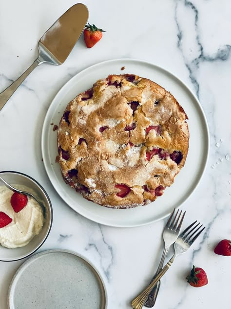 Strawberry Ricotta Cake with Honey Whipped Ricotta — Peter Som Small Get Together Ideas, Strawberry Skillet Cake, Honey Whipped Ricotta, Strawberry Ricotta, Dinner Party Tablescapes, Skillet Cake, Whipped Ricotta, Valentines Recipes Desserts, Strawberry Treats