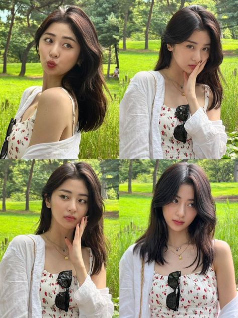 Huh Yunjin Hairstyle, Yunjin Hair Styles, Round Face Kpop Idols, Kpop Idol Haircut, Sleek Short Hair, Korean Hair Color, Korean Short Hair, Layered Haircuts For Medium Hair, Huh Yunjin