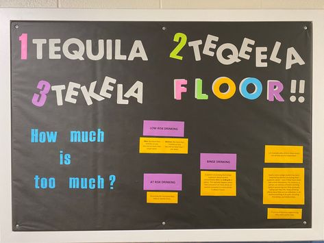 RA dorm board with alcohol information. Ra Bulletin Board Alcohol, Ra Alcohol Bulletin Boards, Bulletin Boards Ra, Alcohol Bulletin Board, Ra Bulletins, Ra Boards, Ra Bulletin Boards, Ra Ideas, Bulletin Boards