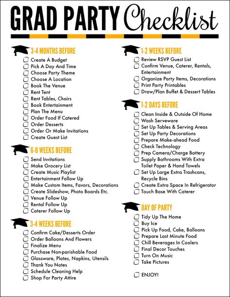 Graduation Party Checklist, Graduation Open House, Open House Party, High School Graduation Party Decorations, College Grad Party, Outdoor Graduation Parties, Outdoor Graduation, Party Planning Checklist, Senior Graduation Party