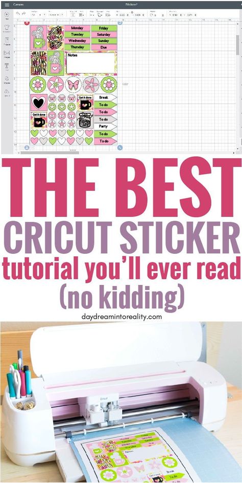 Stickers On The Cricut, Easy Cricut Projects For Beginners Christmas, Sticker For Cricut Machine, Scrapbook With Cricut Maker, How To Cricut How To Use, Things To Do With Cricut Maker, How To Make Planner Stickers, Making Vinyl Stickers With Cricut, Cricut Balsawood Projects