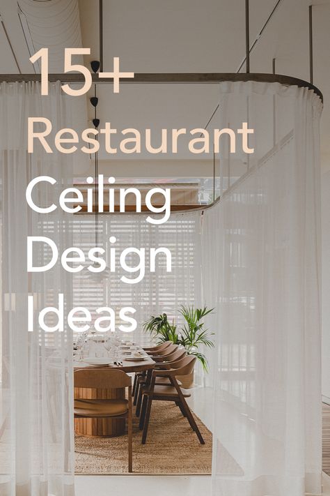 A blog article with 19 examples of restaurant ceiling design ideas Restaurant Ceiling Design, Restaurant Ceiling, Ceiling Design Ideas, Small Restaurant, Interior Design Drawings, Ceiling Design Modern, Suspended Ceiling, Vaulted Ceilings, Design Drawings