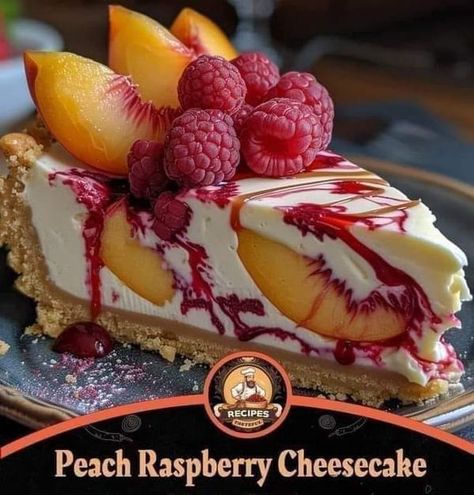 Peach Raspberry Cheesecake, Peach Cheesecake, Strawberry Pie Recipe, Peach Raspberry, Raspberry Cheesecake, Strawberry Pie, Clean Humor, Graham Cracker Crumbs, Graham Cracker