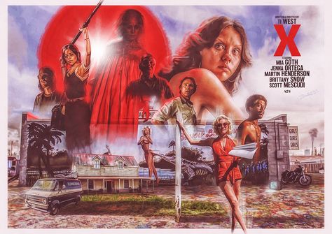 x (art by chris barnes) Ti West, X Movie, X 2022, Horror Movie Night, Mia Goth, Movie Ideas, X Movies, Horror Posters, Retro Horror