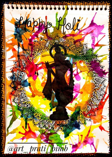 Holi special mandala art, Kanha holi Happy Holi Mandala Art, Holi Painting Ideas, Holi Sketch, Holi Mandala Art, Holi Special Drawing, Holi Mandala, Holi Painting, Holi Drawing, Drawings With Meaning