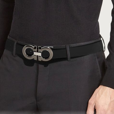 Salvatore Ferragamo Men Reversible and adjustable Gancini belt Ferragamo Belt Mens Outfit, Salvatore Ferragamo Men, Ferragamo Men, Ferragamo Belt, Sleek Fashion, Salvatore Ferragamo, Calf Skin, Classic Style, Grain