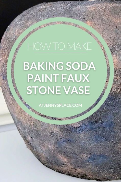 How To Paint A Vase To Look Like Kirkland's - At Jenny's Place How To Make Vases Look Like Pottery, Painting Metal Vases Diy Ideas, How To Paint A Vase To Look Like Stone, Diy Aged Vase, Volcanic Glaze Recipe, Goodwill Crafts, Vase Makeover Diy, Diy Pottery Barn Decor, Vase Makeover