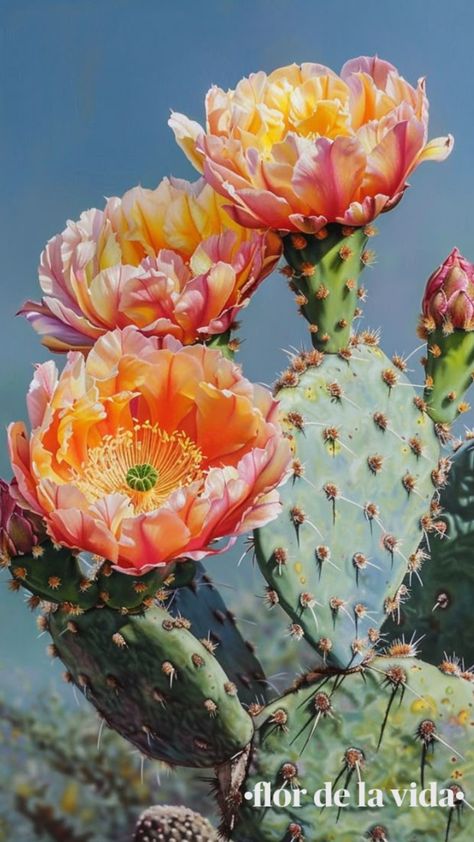 Cacti With Flowers, Flowers For Reference, Red Cactus Flower, Prickly Pear Cactus Photography, Desert Flowers Aesthetic, Cactus Flower Photography, Beautiful Plants Photography, Mexico Landscape Photography, Cow Plant Sims