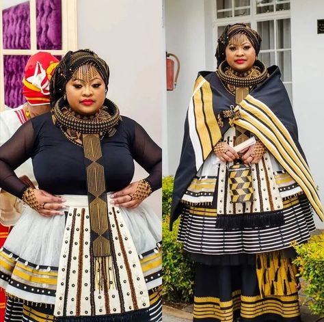 Xhosa Traditional Wear Woman, Makoti Dresses African Women, Umbhaco Xhosa Designs, Modern Xhosa Attire, Xhosa Outfits, Xhosa Bride, Xhosa Traditional Dresses, Xhosa Attire, African Traditional Wear