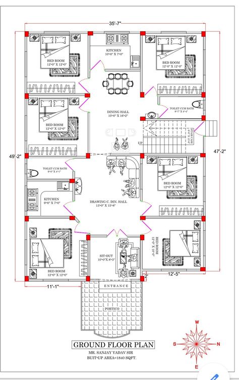 Sims 4 House Floor Plans, 4bhk House Plan, 40×60 House Plans, House Plan App, Small House Design Floor Plan, 40x60 House Plans, 30x50 House Plans, Drawing House Plans, 20x40 House Plans