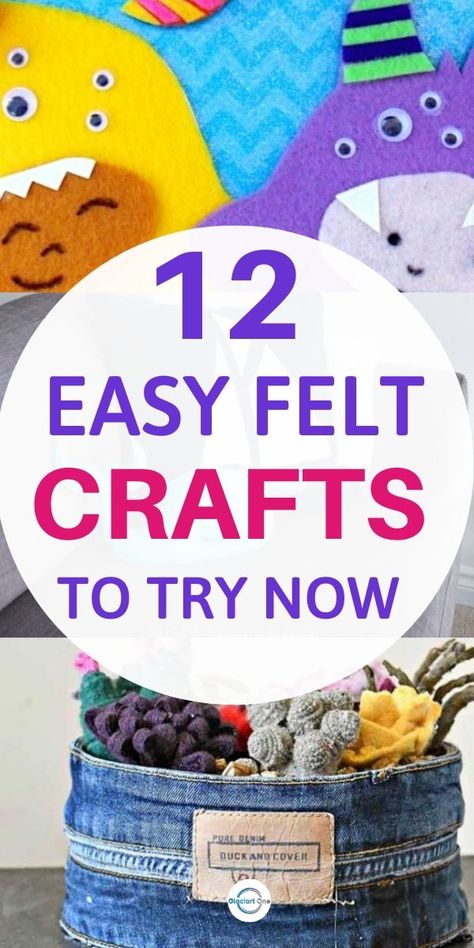 12 Easy felt craft ideas for you. Try these and create toys or flowers for decorations. Even if you think that you have never tried anything like this, some of the crafts are totally for beginners. #feltcrafts #felttutorials #diyfeltprojects Crafts With Felt Sheets, Felt Projects Adults, Felt Crafts To Sell, Things To Make With Felt, Felt Craft Ideas, Crafts To Make At Home, Diy Felt Garland, Easy Felt Crafts, Felt Ornaments Diy