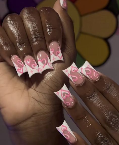 Long Duck Nails Valentines, Valentines Day Nails Duck, Valentines Day Duck Nails, Valentine’s Day Nails Square Nails, Valentines Duck Nails, Nail Cam, Nail Inspo Ideas, Valentines Day Nail Art, Photoshoot Looks