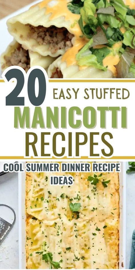 Seafood Manicotti Recipe, Manicotti Recipes, Best Manicotti Recipe, Easy Manicotti Recipe, Baked Manicotti, Manicotti Pasta, Stuffed Manicotti, Cheese Manicotti, Easy Comfort Food Dinners