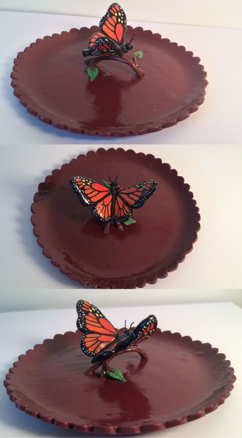 Clay Crafts Butterfly, Clay Art Butterfly, Butterfly Ashtray Clay, Butterfly Clay Tray, Polymer Clay Jewelry Tray, Butterfly Clay Art, Air Dry Clay Butterfly, Polymer Clay Tray, Jewelry Tray Clay