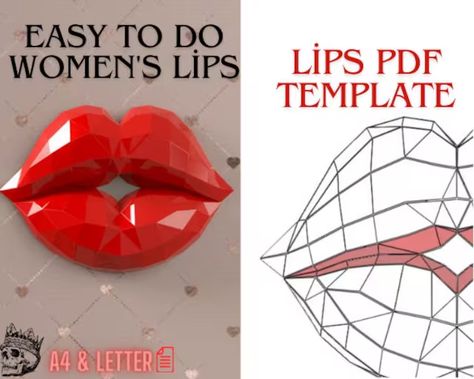 KoseDeswgn - Etsy Turkey Lips Sculpture, 3d Lips, Mouth With Teeth, Easy Valentines, Paper 3d, Papercraft Templates, Crafty Kids, 3d Paper Crafts, Kids Corner