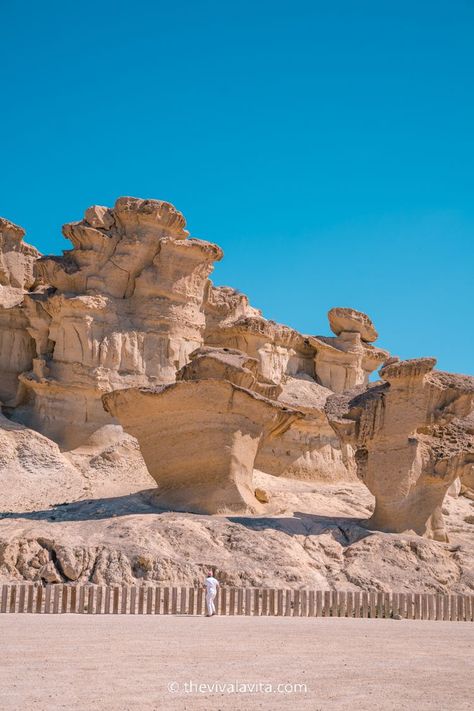 Thinking about visiting the sand sculptures in Bolnuevo? It’s a must-do for anyone on a southern Spain road trip! Find out why these dunes are one of the best things to do in Murcia. Save this pin for future travel plans! Spain Road Trip, Murcia Spain, South Of Spain, Southern Spain, Sand Sculptures, Travel Board, Future Travel, The Dunes, Cadiz