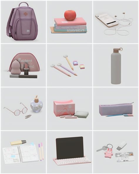 Sims 4 Aesthetic Back To School Bag CC Finds Sims 4 School Supplies Cc, Sims 4 Cc Clutter Free, Sims 4 Bookbag, Sims 4 School Clutter, Sims4 School Cc, Ts4 Bag Cc, Sims 4 Bag Decor, Functional Objects Sims 4 Cc, Sims 4 Cc Functional Skincare