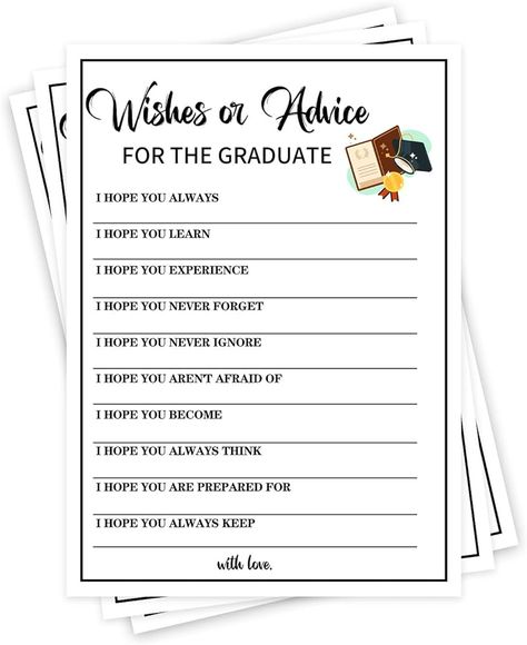 Amazon.com: UBLURO Wishes & Advice for The Graduate Game, Fun Graduation Party Games, Graduation Party, Sorority Event Decoration Supplies - 20 Game Cards : Home & Kitchen Graduation List Things To Do, Grad Party Game Ideas, 2025 Graduation Party Ideas, 2025 Graduation Party, Grad Party Games Outdoor, Graduation Games Ideas, Home Graduation Party Ideas, Graduation Party Games Activities, Fun Graduation Party Ideas