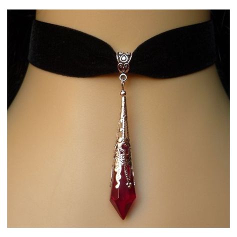 Black Velvet Choker/Necklace Glass/Crystal Red or Black Vampire Drop... ❤ liked on Polyvore featuring jewelry, necklaces, gothic chokers, victorian choker necklace, velvet choker, victorian necklace and steampunk necklace Red Choker Necklace, Goth Choker Necklaces, Victorian Choker Necklace, Kalung Choker, Gothic Choker Necklace, Black Velvet Choker Necklace, Red Crystal Necklace, Black Vampire, Red Choker