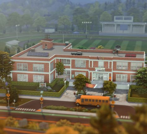 Copperdale Sims 4 House, Copperdale Sims 4, Copperdale High School Sims 4, Sims 4 School Building, Sims 4 Copperdale High School, Sims 4 High School Building, Copperdale House Sims 4, Sims 4 High School Cc, Sims 4 High School