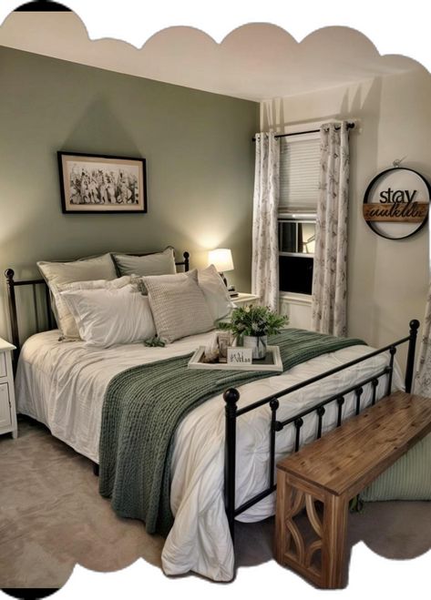 Redecorate Bedroom, Room Makeover Bedroom, Bedroom Green, Master Bedrooms Decor, Remodel Bedroom, Room Inspiration Bedroom, Apartment Room, Guest Bedrooms, Dream House Decor