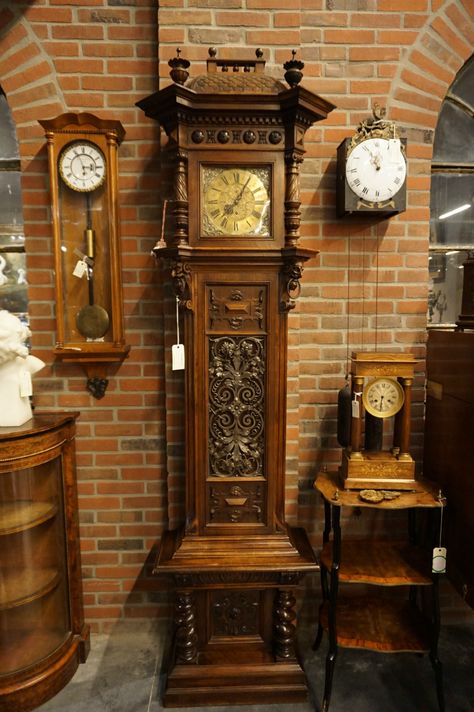 Slytherin Office, Grandfather Clock Aesthetic, Grandfather Clock Modern, Antique Clock Repair, Vintage Grandfather Clock, Haunted Grandfather Clock, Grandfather's Clock, Victorian Grandfather Clock, Antique Grandfather Clock