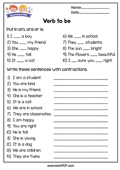 Verb To Be Worksheets, To Be Worksheet, Grammar Activities Worksheets, Grammar Exercise, English Grammar Book Pdf, Tenses Exercises, Ingles Kids, Grammar Workbook, Learning Websites For Kids