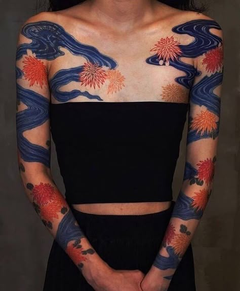 Traditional Moon, River Tattoo, 42 Tattoo, Sleeve Tattoo Ideas, Chinese Tattoo, Japanese Sleeve Tattoos, Japanese Sleeve, Best Sleeve Tattoos, 1 Tattoo