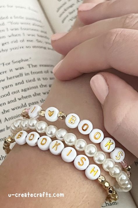 DIY Bookish Beaded Bracelets - U Create Book Bracelets, Word Of The Year, Diy Beaded Bracelets, Knit Jewelry, Beading Cord, Decorative Beads, Tassel Bracelet, Paper Crafts For Kids, Letter Beads