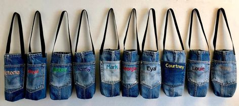 Denim Upcyclers | Water bottle holders with pockets for lip protectant | Facebook Water Bottle Holders, Reality Tv Shows, The Ranch, Reality Tv, Bottle Holders, Lips, Water Bottle, Sewing, Tv