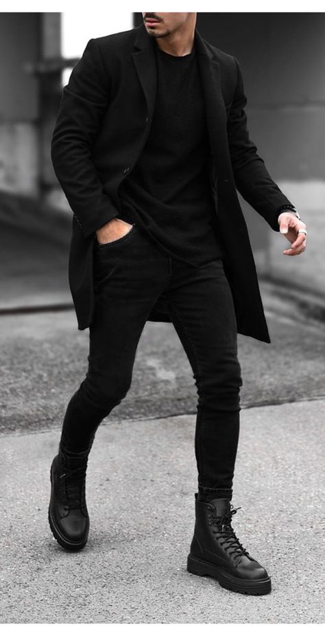 Black Boots Men Outfit, Boots Men Outfit, Boots Outfit Men, Black Outfit Men, Mens Casual Outfits Summer, Stylish Men Casual, Mens Casual Dress Outfits, Black Clothing, Fashion Suits For Men