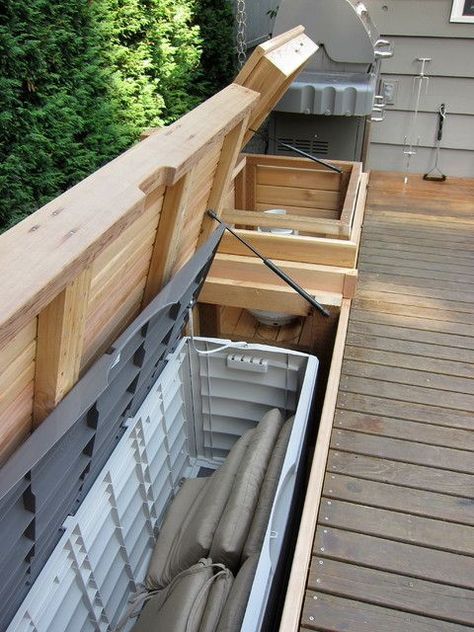 Deck Bench Seating, Patio Furniture Storage, Deck Bench, Outdoor Storage Bench, Wooden Deck, Belek, Diy Deck, Built In Bench, Pergola Patio