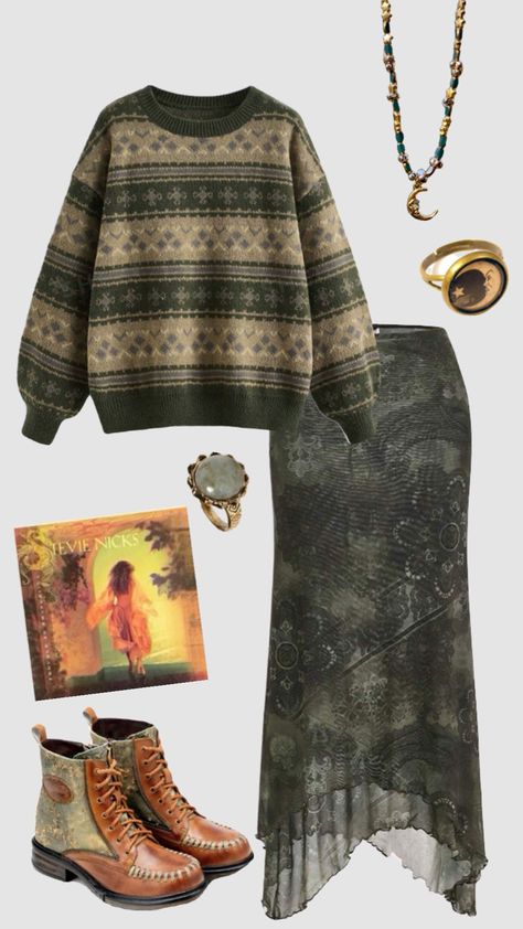 Whimsigoth earthy outfit #outfitinspo #vintage #whimsigoth #whimsy #stevienicks Whimsigoth Outfits Winter, Fall Whimsigoth Outfits, Whimsigoth Winter Outfits, Winter Earthy Outfits, Whimsy Outfit, Whimsigoth Plus Size, Whimsy Goth Outfit, Earthy Goth, Whimsigoth Winter